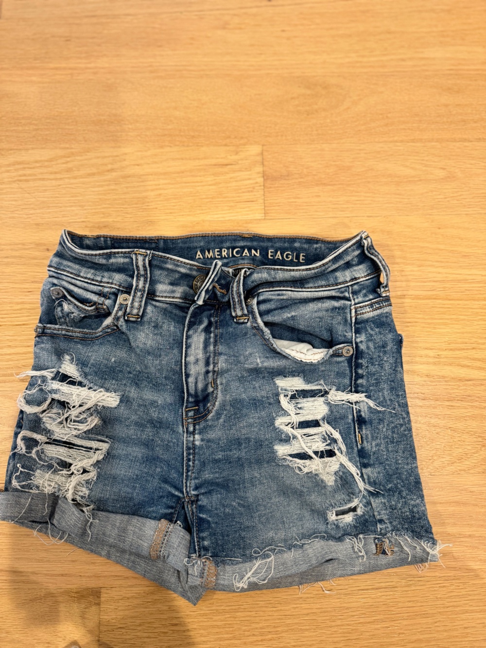 American Eagle Outfitters Distressed Dark Blue Jean shorts